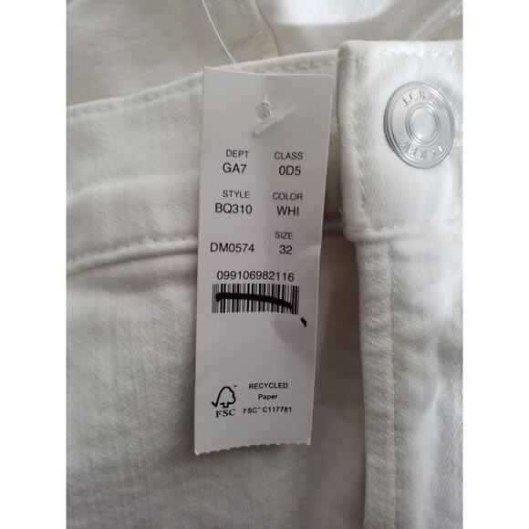 J Crew Womens 9" Toothpick Jean White Skinny High Waist BQ310 Size 32 - Picture 6 of 8